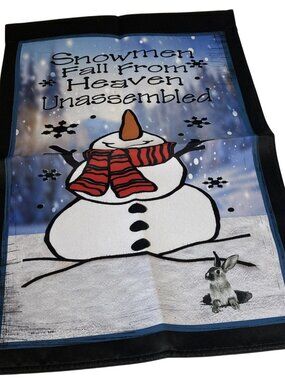Snowman Christmas Garden Flag Holiday Party Banner Snowflake Rabbit Winter Decor